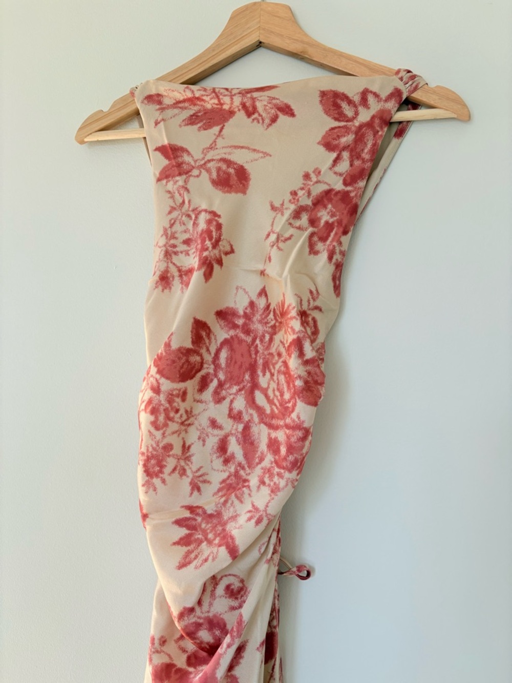 Reformation Anaiis Long Silk Dress Cameo Rose Pink Cream Floral | US 0 UK 4 - Picture 8 of 14